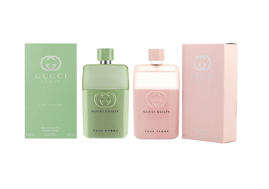 Shop now at Beauty Vendor Australia Online -Set GUCCI GUILTY POUR HOMME LOVE EDITION EDT 90ML & POUR FEMME LOVE EDITION EDP 90ML - Premium Range from Gucci - Just $330!