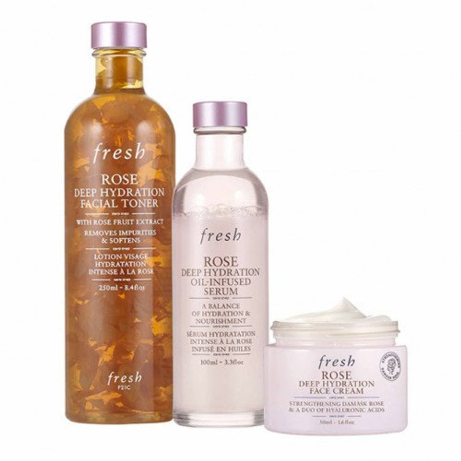 Shop now at Beauty Vendor Australia Online -Fresh Rose Deep Hydration Set (Facial Toner + Oil-Infused Serum + Face Cream) - Premium Range from Fresh - Just $179!