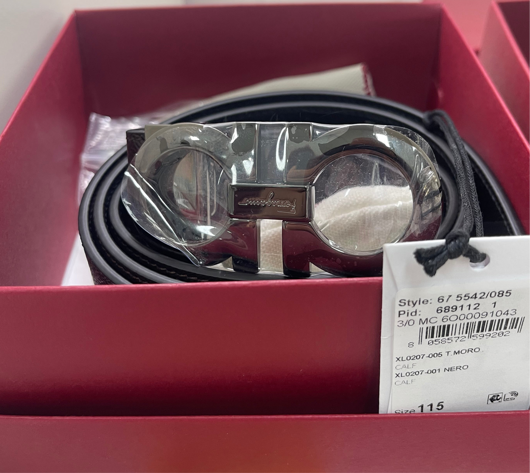 Ferragamo Belt 115cm T.MORO CALF NERO CALF (Lychees float black from gun ash)