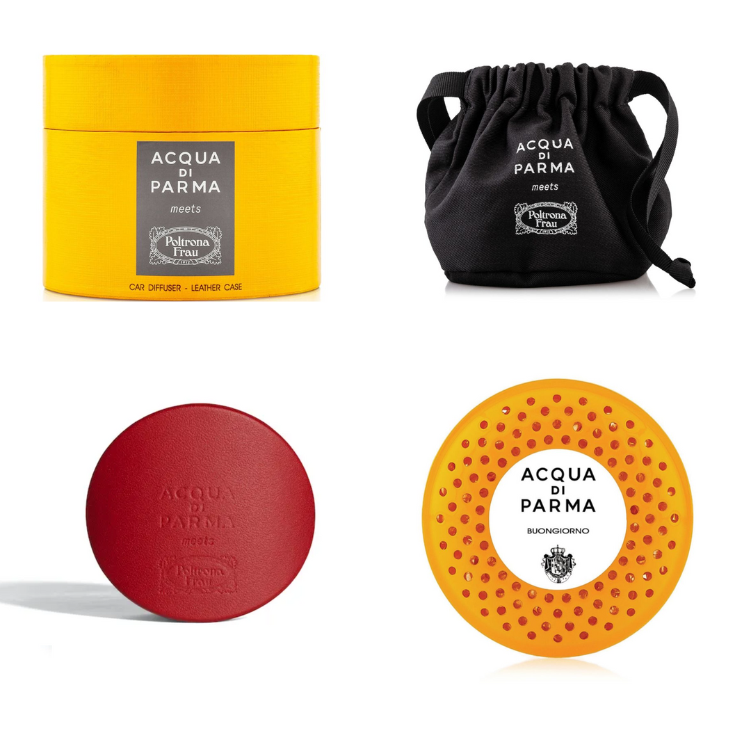 Shop now at Beauty Vendor Australia Online -ACQUA DI PARMA Red Car Diffuser Leather Case with Buongiorno Car Diffuser (19g) - Refill - Premium Range from ACQUA DI PARMA - Just $239!