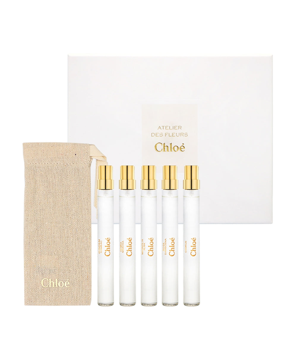 Shop now at Beauty Vendor Australia Online -Chloe Atelier Des Fleurs Pensprays 10ml X5 - Rose, Mimosa, Jasmin, Cedrus, Magnolia + Pouch - Premium Range from Chloe Atelier - Just $199.99!